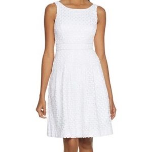 WHBM White Textured Fit & Flare Dress